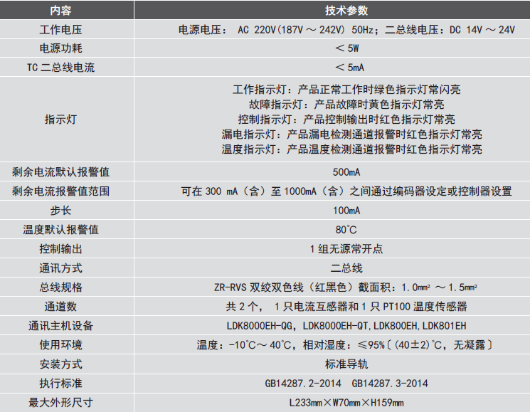 LDT9104EH組合式<a href=http://www.xiaofangw.com/dianqihuozai/ target=_blank class=infotextkey>電氣火災(zāi)監(jiān)控</a>探測(cè)器參數(shù)